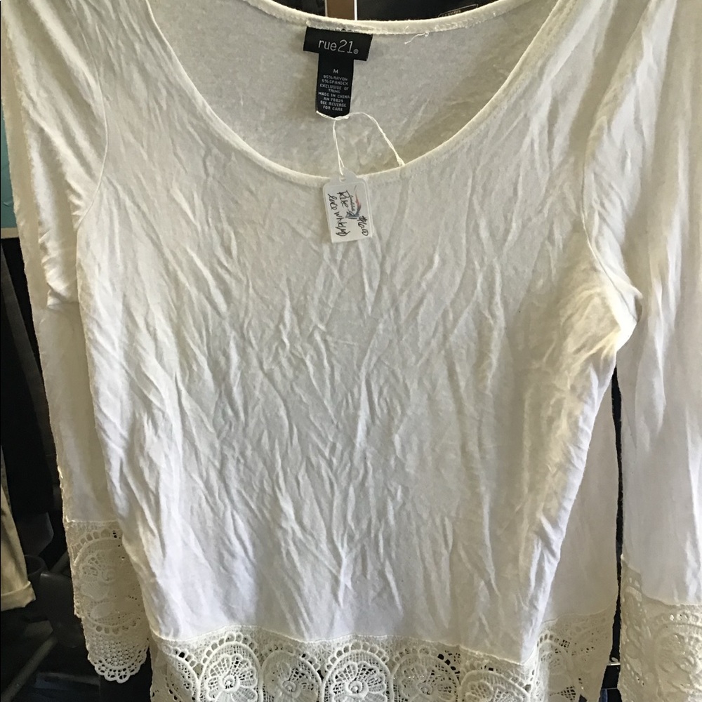 Rue 21 cream top lace bottom and arms